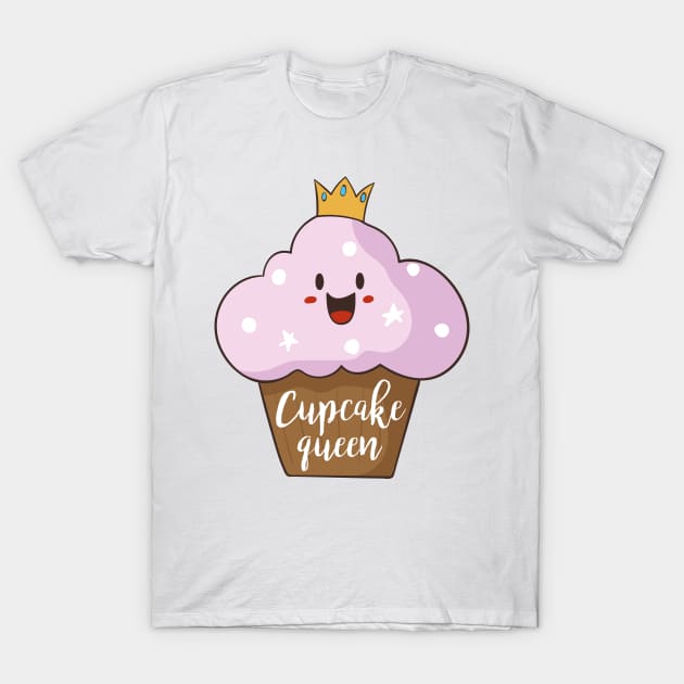 Cupcake Queen, Cute Cupcake With Crown T-Shirt by Dreamy Panda Designs